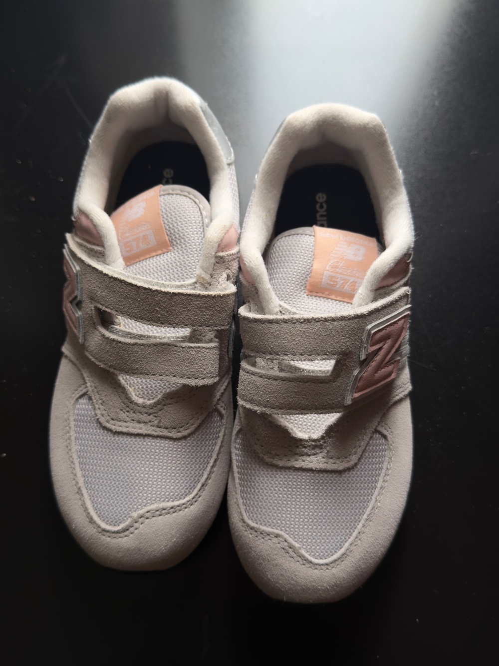 New Balance Kids Velcro Sneakers in Light Pink and White